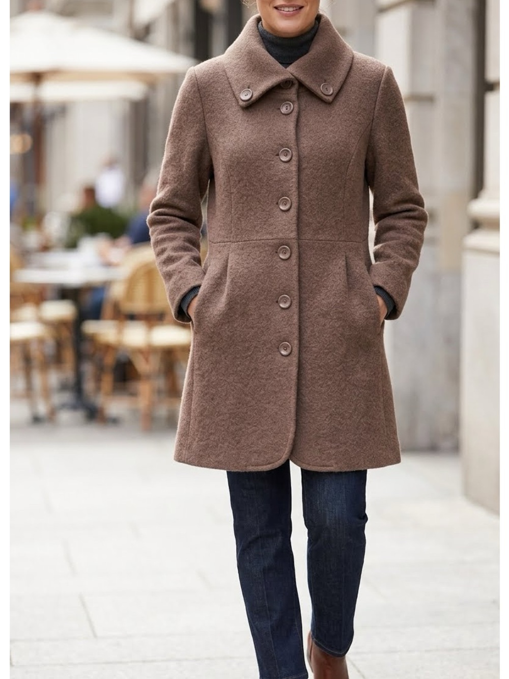 NWT Katherine Barclay Light Weight Wool Coat SZ L Minimalist Modern Professional